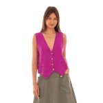 Platinum Γιλέκο - Μπλούζα Ματζέτα Γυναικείο Λινό Casual Με Κουμπιά All Day Free Size - LN-110