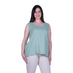 Platinum Μπλούζα Μέντα Γυναικεία Αμάνικη Ασύμμετρη Εβαζέ Free Size - NA-8098-ED