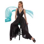 Platinum Ολόσωμη Φόρμα Μαύρη Γυναικεία Τιραντέ Εξώπλατη Με Ντεκολτέ Free Size - SAR-62201