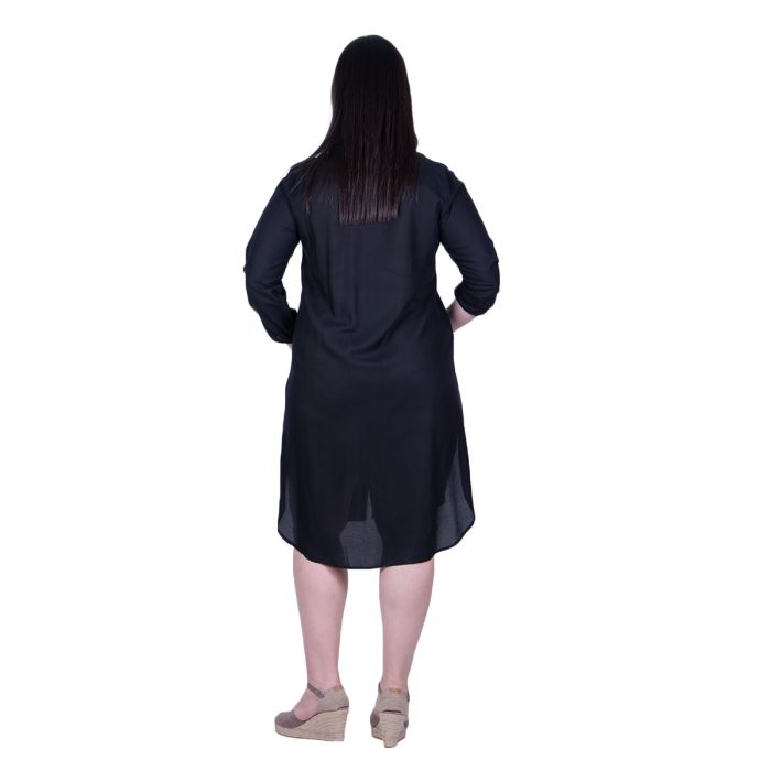 Platinum Πουκαμίσα - Φόρεμα Μαύρη Γυναικεία Με Γιακά ''Χρυσά Σχέδια'' Free Size -12224-C - Image 3