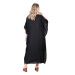 Platinum Καφτάνι Μαύρο Με Χρυσό Γυναικείο Αρχαιοελληνικό Αέρινο Κοντομάνικο Free Size -12382-BC - Image 3