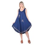 Platinum Καφτάνι - Φόρεμα Μπλε Γυναικείο Με Χοντρή Τιράντα Κοντό Αρχαιοελληνικό -124115-BL