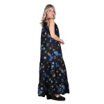 Platinum Φόρεμα Μαύρο Γυναικείο Μακρύ Με Παρτούς Ώμους Και Αρχαιοελληνικά Σχέδια Free Size -124124-BC - Image 2