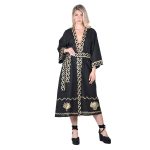 Platinum Κιμονό Μαύρο Γυναικείο Με Κεντητά Χρυσά Αρχαιοελληνικά Σχέδια All Day Free Size - 124131-BC - Image 5