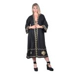 Platinum Κιμονό Μαύρο Γυναικείο Με Κεντητά Χρυσά Αρχαιοελληνικά Σχέδια All Day Free Size - 124131-BC - Image 3