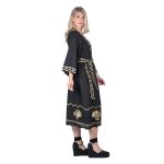 Platinum Κιμονό Μαύρο Γυναικείο Με Κεντητά Χρυσά Αρχαιοελληνικά Σχέδια All Day Free Size - 124131-BC - Image 4