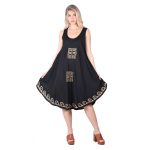 Platinum Καφτάνι - Φόρεμα Μαύρο Γυναικείο Με Χοντρή Τιράντα Umbrella Αρχαιοελληνικά Σύμβολα Free Size -12488-BC - Image 2