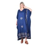 Platinum Καφτάνι Μπλε Γυναικείο Maxi Με Αρχαιοελληνικά Χρυσά Σύμβολα Free Size -12495-BC