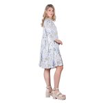 Platinum Καφτάνι - Φόρεμα Γαλάζιο Με Εμπριμέ Γυναικείο Εβαζέ Κοντό Με Τρουακάρ Free Size - 32319-FM - Image 3