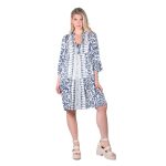 Platinum Καφτάνι - Φόρεμα Μπλε Με Σχέδια Γυναικείο Boho Εβαζέ Κοντό Με Τρουακάρ - 32319-V4