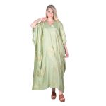 Platinum Καφτάνι - Φόρεμα Μέντα Με Χρυσά Σχέδια Γυναικείο Maxi Δροσερό Free Size - 32447-GR - Image 2