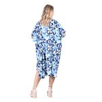 Platinum Καφτάνι - Φόρεμα Μπλε Γυναικείο Midi Boho Print Με Γιακά Και Κουμπιά Free Size - 42309-23G - Image 3