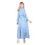 Platinum Φόρεμα Γαλάζιο - Μπεζ Με Boho Σχέδια Γυναικείο Μακρύ Βαμβακερό All Day Free Size - 424142-BL - Image 2