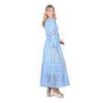 Platinum Φόρεμα Γαλάζιο - Μπεζ Με Boho Σχέδια Γυναικείο Μακρύ Βαμβακερό All Day Free Size - 424142-BL - Image 3