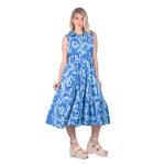 Platinum Φόρεμα Μπλε Με Λευκά Floral Γυναικείο Σεμιζιέ Αμάνικο Με Κουμπιά Klos Μακρύ All Day Free Size - 42427-BL - Image 3