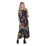 Platinum Φόρεμα Μαύρο Με Εξωτικά Σχέδια Γυναικείο Μακρύ Μεταξωτό All Day Free Size - 42495-BC - Image 2