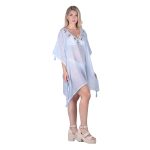 Platinum Καφτάνι - Πουκαμίσα Γαλάζιο Γυναικεία Με Ντεκολτέ & Κεντητά Σχέδια Free Size - 52408-BL - Image 2