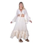 Platinum Φούστα Εκρού Γυναικεία Maxi Ρομαντική Ασύμμετρη Με Βολάν All Day Free Size - 62019-EK - Image 2