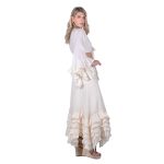 Platinum Φούστα Εκρού Γυναικεία Maxi Ρομαντική Ασύμμετρη Με Βολάν All Day Free Size - 62019-EK - Image 3