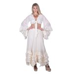 Platinum Φούστα Εκρού Γυναικεία Maxi Ρομαντική Ασύμμετρη Με Βολάν All Day Free Size - 62019-EK - Image 5