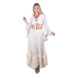 Platinum Φούστα Εκρού Γυναικεία Maxi Ρομαντική Ασύμμετρη Με Βολάν All Day Free Size - 62019-EK - Image 6