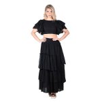 Platinum Μπλούζα Μαύρη Γυναικεία Καλοκαιρινή ''Krop Top Βολάν'' All Day - SAR-62103-BC - Image 3