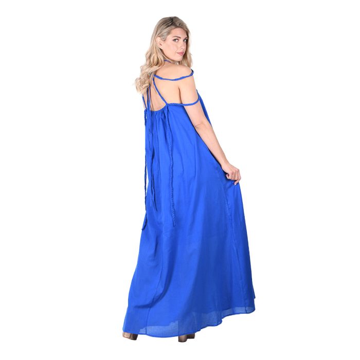 Platinum Φόρεμα Μπλε Γυναικείο Vintage Ρομαντικό Μακρύ Χυτό Με Σχέδιο Στο Μπούστο Free Size - 62403-BL - Image 5