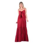 Platinum Φόρεμα Μπορντοκόκκινο Γυναικείο Τιραντέ Εξώπλατο Maxi Klos Σε Στενή Γραμμή Free Size - 62404-BR