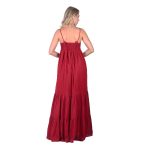 Platinum Φόρεμα Μπορντοκόκκινο Γυναικείο Τιραντέ Εξώπλατο Maxi Klos Σε Στενή Γραμμή Free Size - 62404-BR - Image 2