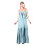 Platinum Φόρεμα Ραφ Γυναικείο Τιραντέ Εξώπλατο Maxi Klos Ρομαντικό Σε Στενή Γραμμή Free Size - 62404-RA - Image 4