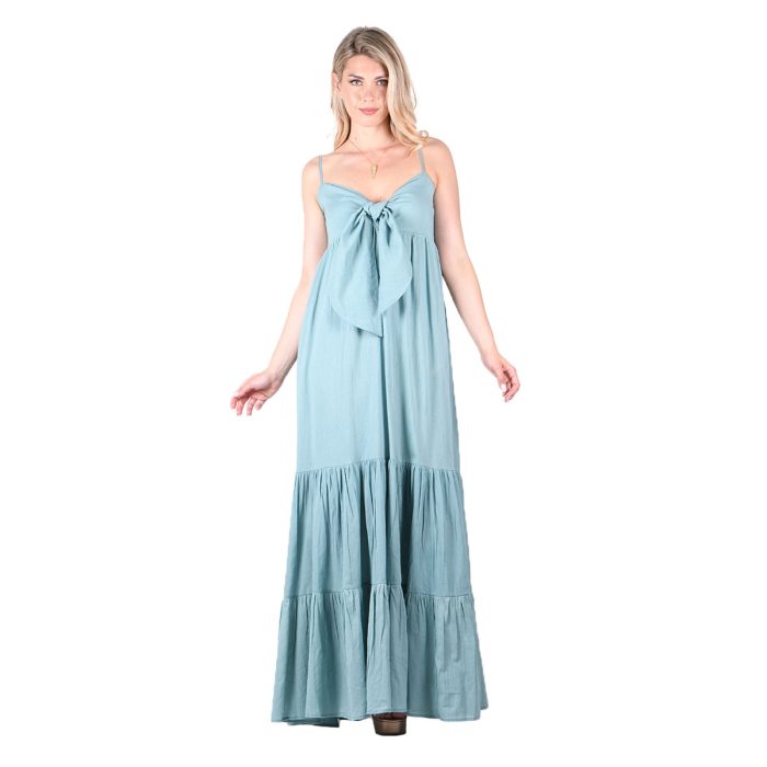 Platinum Φόρεμα Ραφ Γυναικείο Τιραντέ Εξώπλατο Maxi Klos Ρομαντικό Σε Στενή Γραμμή Free Size - 62404-RA - Image 4