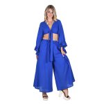 Platinum Krop Top Μπλε Γυναικείο Off Solder Με Βολάν Και Μανίκια Flair All Day Free Size - 62409-BC - Image 3