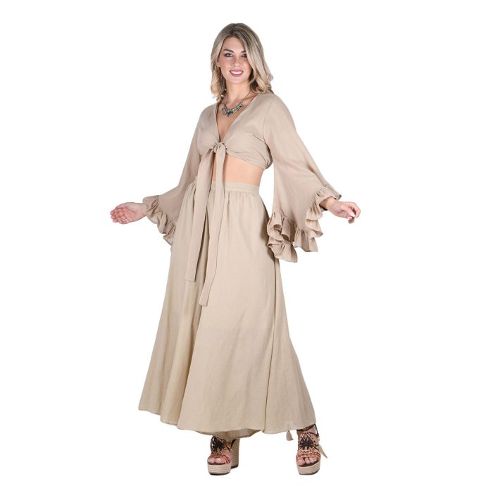 Platinum Παντελόνα - Ζιπ Κιλότ Μπεζ Γυναικεία Με Λάστιχο Αέρινη All Day Free Size - 62410-BZ - Image 6