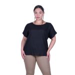 Platinum Μπλούζα Μαύρη Γυναικεία Κοντομάνικη Ζαπονέ All Day Free Size - 9349-BC