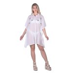 Platinum Καφτάνι - Πουκαμίσα Λευκό Γυναικείο Με Κουμπιά & Κεντητά Σχέδια Free Size - KU-52409-W