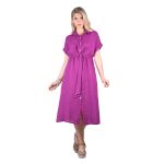 Platinum Φόρεμα Ματζέτα Γυναικείο Σεμιζιέ Κοντομάνικο Midi Λινό Με Κουμπιά Και ζώνη All Day Free Size - LN-115-MG