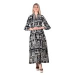 Platinum Φόρεμα Ασπρόμαυρο Γυναικείο Boho Μακρύ Τρουακαρ Με Κουμπιά All Day Free Size - BC-92419 - Image 4