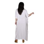 Platinum Καφτάνι Λευκό Με Χρυσό Γυναικείο Αρχαιοελληνικό Αέρινο Κοντομάνικο Free Size -NA-12330 - Image 4