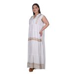 Platinum Φόρεμα Λευκό Γυναικείο Midi Αmpir Klos Αμάνικο Αρχαιοελληνικό All Day Free Size - 12336-W - Image 2