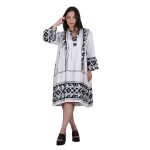 Platinum Καφτάνι - Φόρεμα Λευκό Γυναικείο Klos Ampir Με Μαύρα Αρχαιοελληνικά Σχέδια All Day -12394-WT