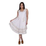 Platinum Φόρεμα - Καφτάνι Λευκό Γυναικείο Με Χοντρή Τιράντα Umbrella Αρχαιοελληνικά Σύμβολα All Day Free Size -124112-W