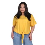 Platinum Μπλούζα Κίτρινη Γυναικεία Κοντομάνικη Ζαπονέ All Με Δέσιμο Free Size - 12455-LW