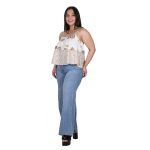 Platinum Τοπ Λευκό - Χρυσό Γυναικεία Με Αρχαιοελληνικά Σχέδια Τιραντέ Ampir Με Βολάν - 12459-W - Image 2