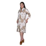 Platinum Φόρεμα - Πουκαμίσα Λευκό Με Χρυσό Γυναικείο Αρχαιοελληνικό All Day Free Size - 12475-W - Image 2