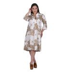 Platinum Φόρεμα - Πουκαμίσα Λευκό Με Χρυσό Γυναικείο Αρχαιοελληνικό All Day Free Size - 12475-W