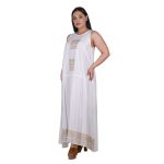 Platinum Φόρεμα Λευκό Γυναικείο Με Χρυσό Σχέδιο Εβαζέ Αμάνικο Αρχαιοελληνικό All Day Free Size - 12491-W - Image 2