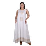 Platinum Φόρεμα Λευκό Γυναικείο Με Χρυσό Σχέδιο Εβαζέ Αμάνικο Αρχαιοελληνικό All Day Free Size - 12491-W