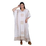 Platinum Καφτάνι Λευκό Γυναικείο Maxi Με Αρχαιοελληνικά Χρυσά Σύμβολα Free Size - 12493-W