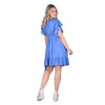 Platinum Φόρεμα Γαλάζιο Γυναικείο Κοντό Κρουαζέ Κοντομάνικο Με Βολάν All Day Free Size - 22440-GA - Image 3