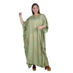 Platinum Καφτάνι - Φόρεμα Μέντα Με Χρυσά Σχέδια Γυναικείο Maxi Δροσερό Free Size - 32447-LD - Image 4